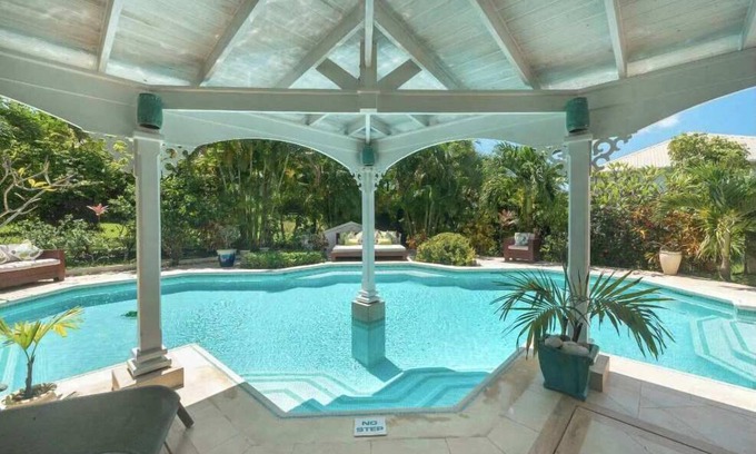 Douglas Villa | Caribbean villa with award winning pool amidst tropical garden