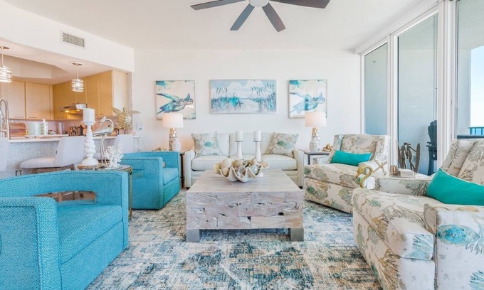 Orange Beach East Condo | Caribe Resort - B building, views of Gulf, Bay & Perdido Pass. Newly Remodeled!