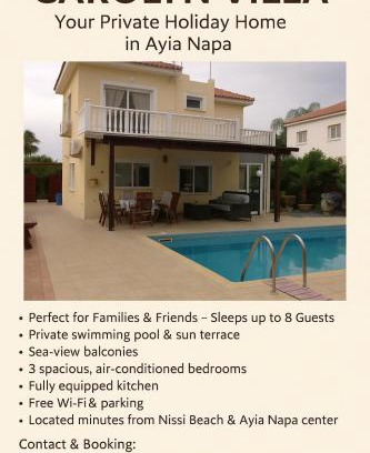 Ayia Thekla Villa | Carolyn Villa is a Luxury 4-Bedroom Villa with Private Pool in Ayia Napa