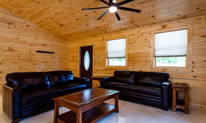 Romulus Cabin | Cayuga Lake Cabins, Gorgeous Log Cabin home, Cabin C, fire pit, dog friendly