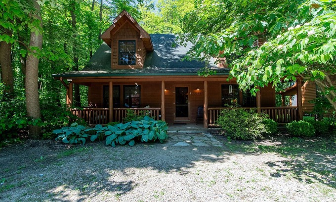 Saugatuck House | Cedarwood Lodge - Luxury cabin with private hot tub and shared pool access!