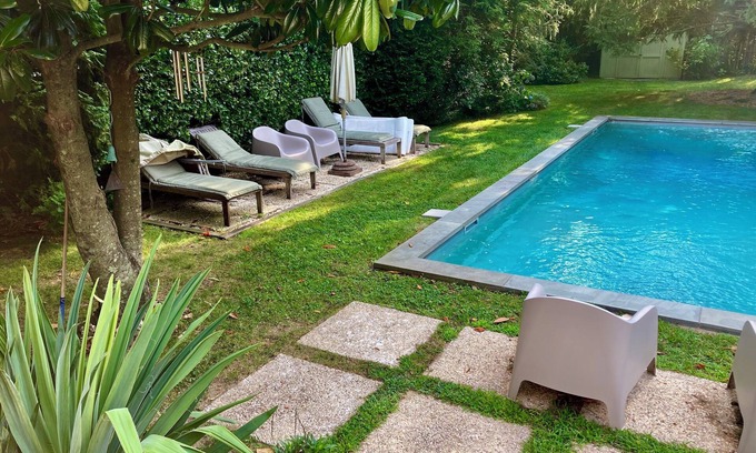 Bellport House | Charming 2-bedroom house with heated salt water pool, AC in lovely Bellport