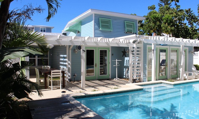 Anna Maria House | Charming Beach Home-w/large Pool - Only 3 Houses from the Beach, Near Pine Ave!!