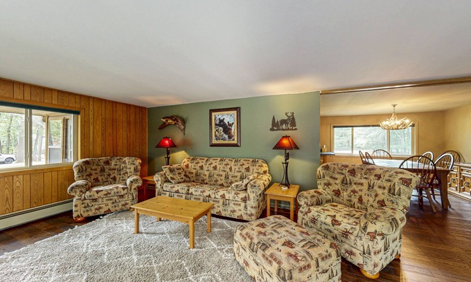 St Germain House | Charming Lakeview cabin w/dock, fire pit, gas grill, & WIFI, Dogs-YES