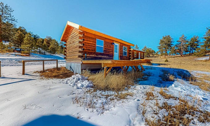 Colorado Springs Cabin | Charming log cabin with mountain views on 1,800-acre working ranch