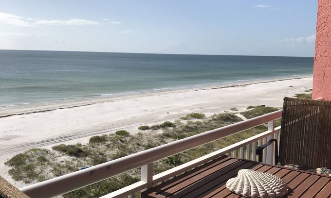Indian Shores Condo | Chateaux #406 Charming Beachfront Retreat with spectacular views!