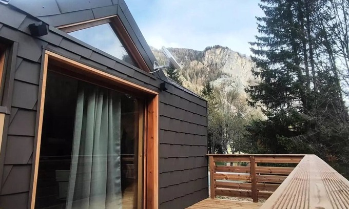 Nancroit Ski Chalet | Chrystal - Chalet Cime - 18 m2 - Wohn-/Küchebereich, 1 Schlafzimmer, 1 Badezimmer 2 persons