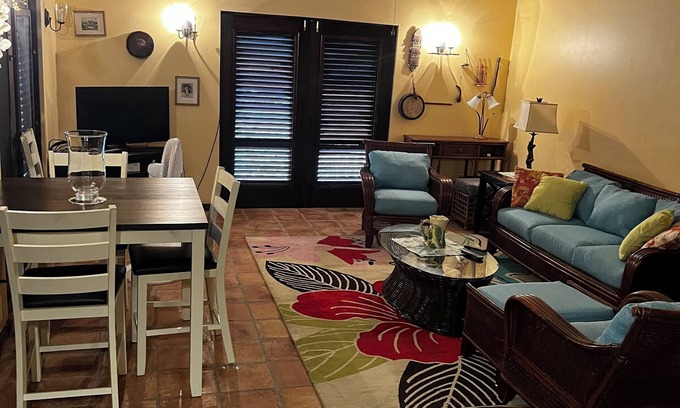 Monte Villa | Classic Comfortable Caribe style villa with an expansive porch and pool.