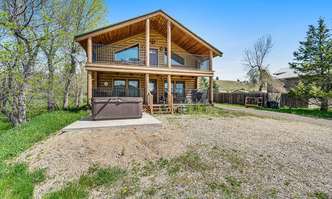 Sturgis House | Classic home w/loft, private hot tub, 2 fireplaces, gas grill, W/D, large deck