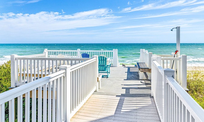 Indian Beach Condo | Clean beachfront condo with ocean view, washer/dryer, AC, & on-site pool