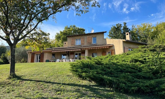 Saint-Georges-les-Bains Villa | Clos de L'olivier, a 200m2 family house, overviewing Rhone Valley and Drôme!