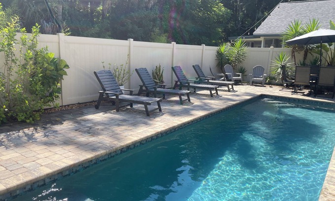 Lantern Park Units House | Close to beach! Family-sized home with pool and hot tub.