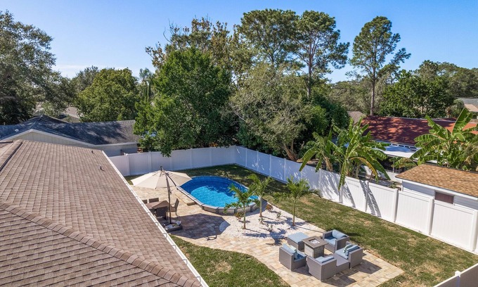Palm Harbor House | Coastal Pool Home minutes to the Beach