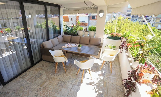 Tirana Apartment | Colorful Oasis with Sunny Balcony
