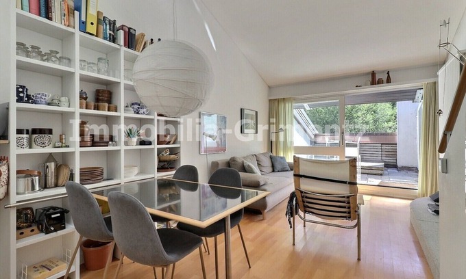 Grimentz Apartment | Comfortable studio on 2 levels for 2 to 4 people, living room with 1 divan bed, kitchen area, mezzan