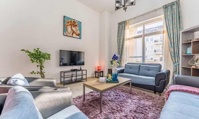 Motor City Apartment | Community View 2BR With Balcony Near Golf Club, Sherlock House 2, Motor City