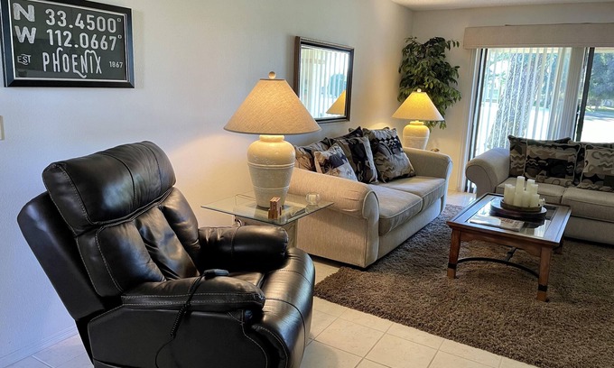 Fountain of the Sun Condo | Condo right on the golf course in a 55+ community in sunny Mesa!
