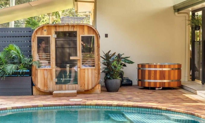 Coolum Beach House | Coolum Family Hideaway with Pool, Sauna + Ice bath
