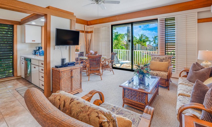 Poipu House | Corner condo with garden view, lanai, pool & hot tub - walk to Kiahuna Beach