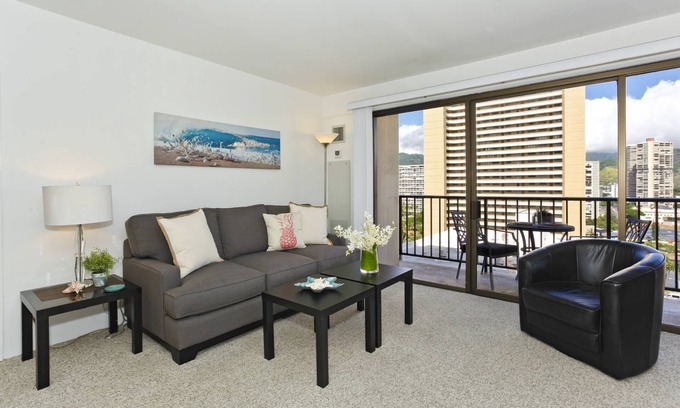Waikiki Condo | Corner Unit with Mountain View, Full Kitchen, AC, FREE Wi-Fi and Parking!