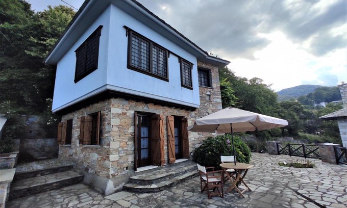 Zagora-Mouresi Villa | Cozy Blue Stone House with a Great Sea View.