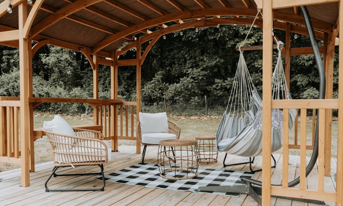 Ballston Spa House | Cozy Boho Home w/Fireplace & Pergola. Pet-Friendly & 9mi to Saratoga Track!