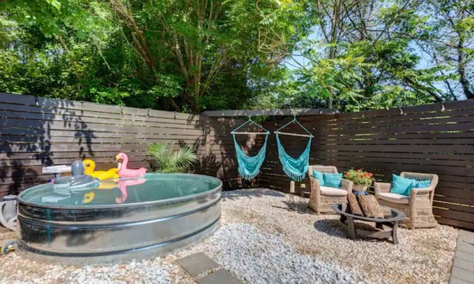 Winston - Salem House | Cozy King Blue H2O Staycation , Stock Tank Pool, Hot Tub, Fire Pit Pets OK!