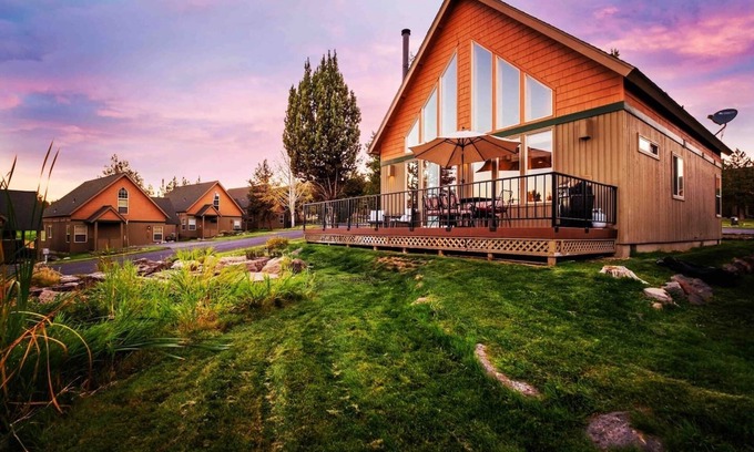 Redmond Ski Chalet | Cozy knotty pine chalet with creekside deck, BBQ, and access to pools, hot tubs, gym, golf, hiking.
