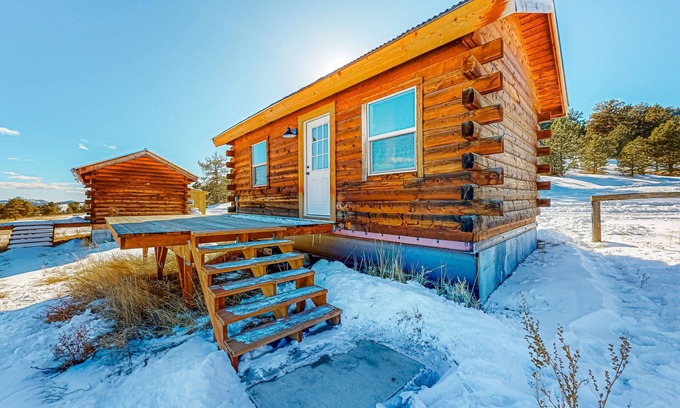 Colorado Springs Cabin | Cozy log cabin on 1,800-acre ranch with meadow/mountain views & animals