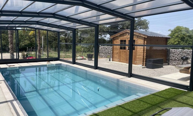 Couzon Cottage | Cozy Renovated Barn with Heated Pool, Air Conditioning, and Nearby Attractions
