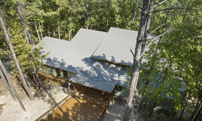 Broken Bow Cabin | Creekside Arthouse- creek view, hot tub, spa shower, location, firewood, & games