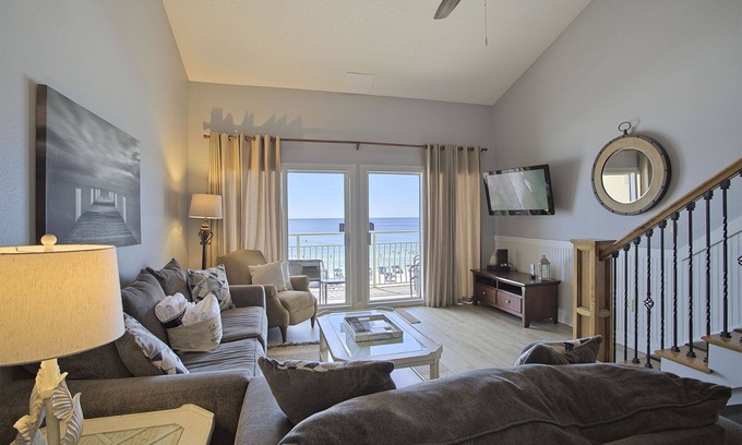 Crystal Beach Condo | Crystal Sands 305B - Gulf Front! Free Beach Service! Community Pool! Book Today!