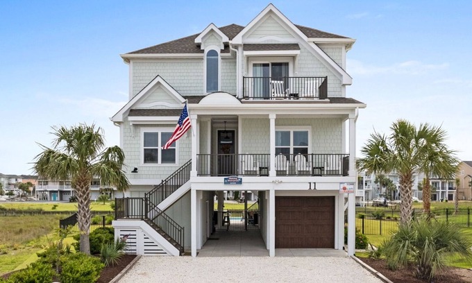 Ocean Isle Beach House | Custom Built Marshfront Home with Private Pool, Elevator, & Easy Beach Access