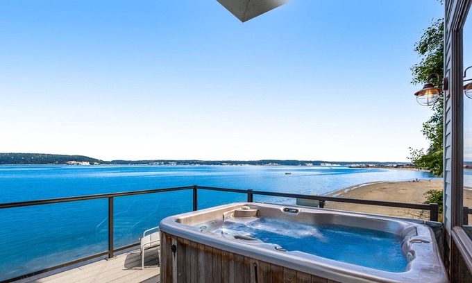 Langley House | Custom, oceanfront home with private hot tub, beach access, & stunning views