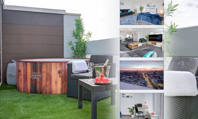 Oststadt Apartment | Das Penthouse - Jacuzzi - BBQ - Dachterrasse - Parkplatz - Panoramaausblick