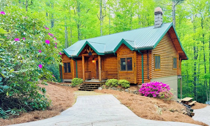 Cashiers Cabin | Designer Log Cabin - Outdoor Fire Pit - Resort Amenities