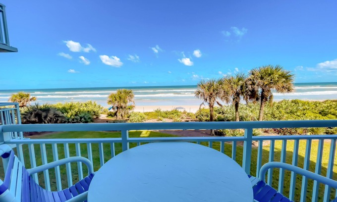 New Smyrna Beach Condo | Direct oceanfront condo with a large balcony, heated pool, and New Smyrna Beach access