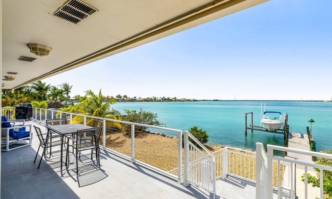 Marathon House | Dog-friendly beach escape with dock, furnished deck & bay views