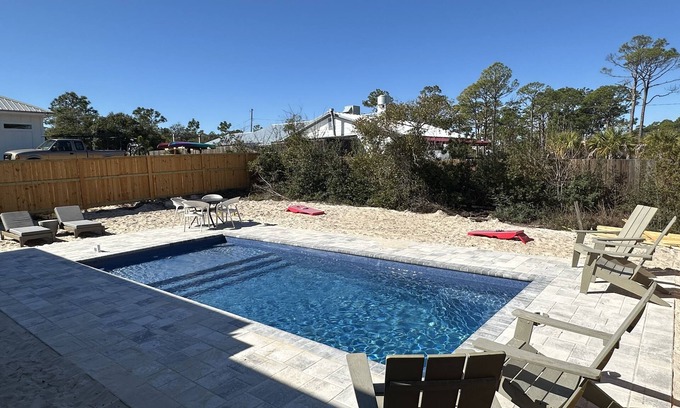 Cape San Blas House | Dog-friendly beach retreat with open layout, AC, private pool, fire pit & grill