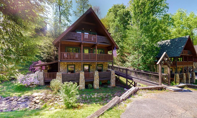 Sevierville Cabin | Dog-friendly cabin with private hot tub, gas fireplace, WiFi, and central AC