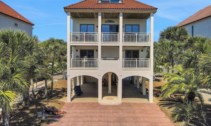 East End Other | Dog-friendly Gulf-view home with elevator, private pool, grill, wet bar, tennis