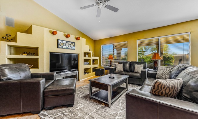 Palm Valley House | Dog-friendly home with pool, firepit, fast WiFi, central AC, & washer/dryer