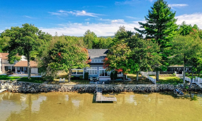 Center Ossipee House | Dog-friendly lakefront home with lake views, firepit, dock, patio, & grill