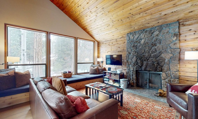 Black Butte Ranch House | Dog-friendly house with pool, hot tub, fitness room, fireplace, grill, & deck