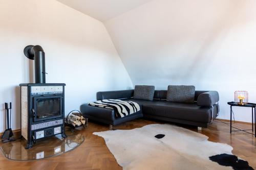 Schleußig Apartment | Doppelhaus- Villa Leipzig Schleußig , moderner Altbau Apartment Dachetage mit 2 Schlafzimmern und separatem Zusatzzimmer , Parkplatz - Balkon - Kamin - Eicheparkett - Arbeitsplatz