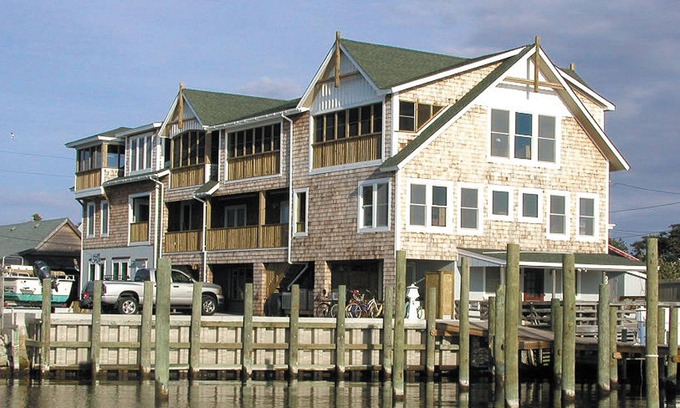 Ocracoke Condo | Down Creek Condo 102: Luxurious, reverse floor plan, in the Village.