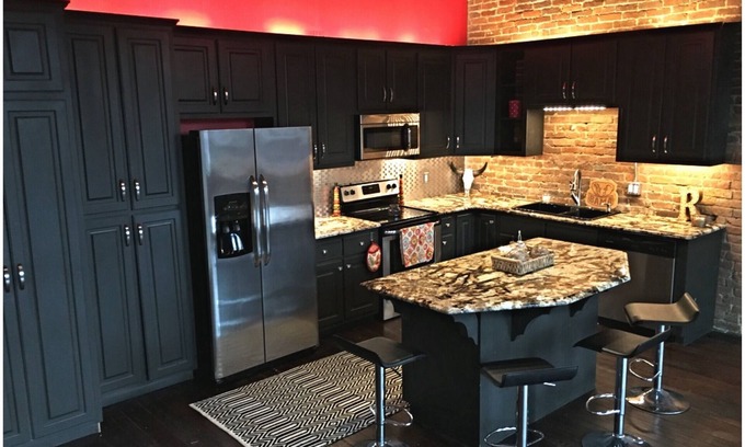 Florence Apartment | Downtown Court St Custom Loft Granite Hardwoods 20 ft ceilings stainless steel