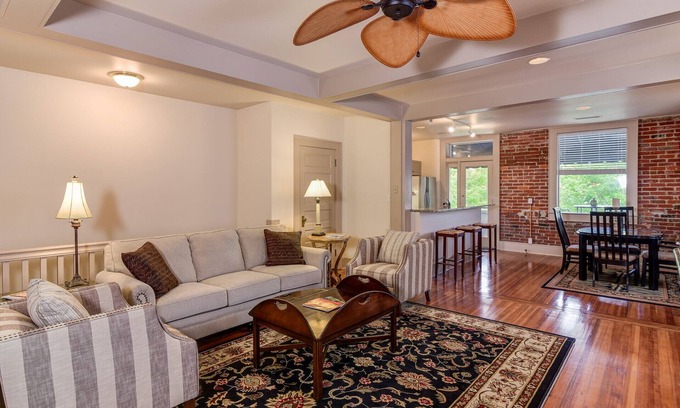 Hendersonville Apartment | Downtown Hendersonville Loft with private balcony overlooking Main Street.