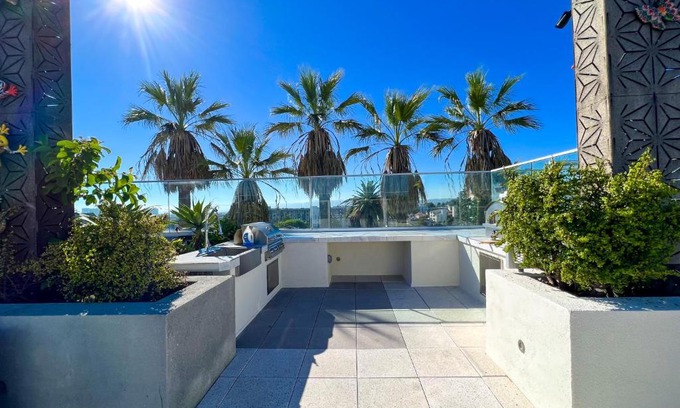 Historic Filipinotown Apartment | Downtown Los Angeles Skyline balcony view Modern Penthouse