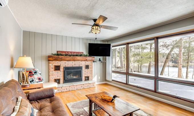 Eagle River House | Eagle River Waterfront Home w/Dock & Fire Pit!